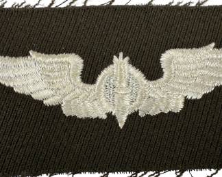 WWII USAAF Bombardier Wings Patch - Authentic WW2 Theater-Made - On OD Wool Shirt Material