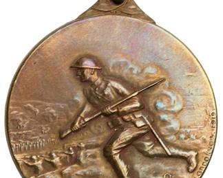 WWI French Soldier Medallion 1917-1918 by M. Lordonnois Battlefields Marne Reims Verdun Chateau-Thierry
