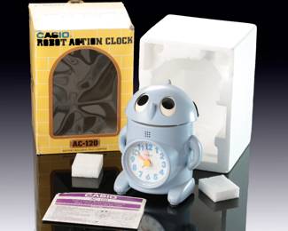 Vintage 1985 Casio AC-120 Robot Action Alarm Clock - New Old Stock, Complete in Box