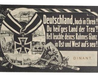WWI German Postcard Feldpost 1915 DINANT Propaganda Card BADEN PIONEER Searchlight Unit 28th DIV