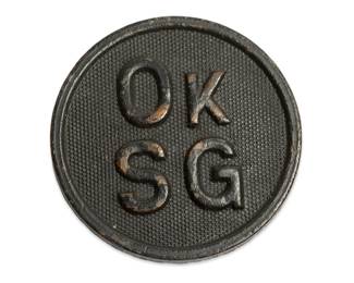 WWI Era Oklahoma State Guard OKSG Enlisted Collar Disc Insignia Screw-back