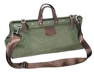 Line of Trade No. 0312 Large Travel Shoulder Bag, Army Green Canvas & Leather