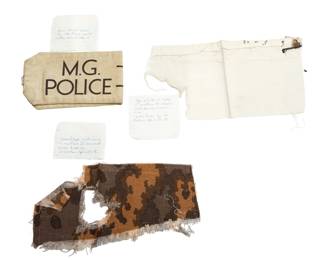 WWII German Waffen-SS Camouflage Smock Fragments & Post-War German Police Armbands - Polizei, MG Police