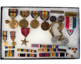WWI Medal Grouping, Dog Tags Nathan Johnson, Bronze Star David L. Johnson, Possible Two Generation Set