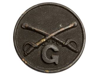 Authentic Late 19th Century US Army Cavalry Company G Collar Disc Insignia - Post Civil War Indian Wars Spanish-American War Era Militaria