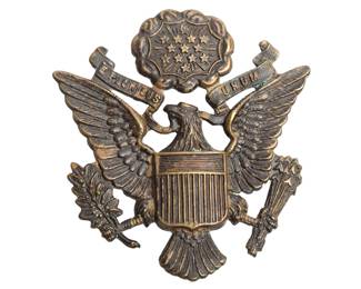 Original WWI U.S. Army M1902 Officer Visor Cap Eagle Insignia Badge - Bronze Finish