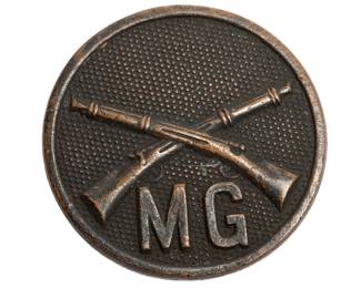 Original WWI US Army Machine Gun Company Collar Disc Crossed Rifles MG Enlisted Uniform Insignia Screw-Back