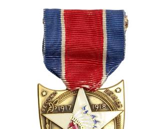 Rare Named WWI US Army Second Division Indianhead Commemorative Medal & Pin Yetter J. Snyder AEF Battle Honors