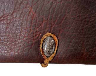 Handmade Cold Mountain Craft Brown Leather Bifold Wallet with Natural Stone Closure