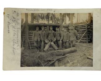RARE WWI German Postcard RPPC: Saxon Minenwerfer Trench Mortar Crew & Wicker Shell Carriers, 1916