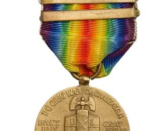 WWI Victory Medal with Somme Offensive and Defensive Sector Clasps - American Expeditionary Forces AEF
