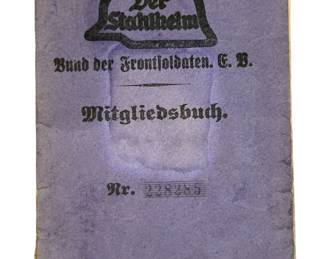 WWI & WWII German Stahlhelm Bund Der Frontsoldaten Membership Booklet & Photo ID - Hermann Lichte