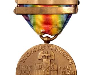 Original U.S. WWI Victory Medal with 3 Army Battle Clasps - Meuse-Argonne, St. Mihiel