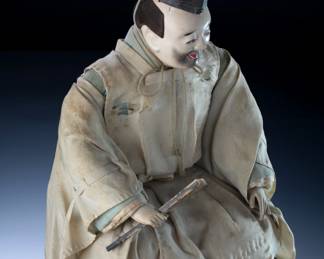 Antique Japanese Gofun Isho-ningyō Doll, Meiji/Taisho Period, Expressive Theater Figure