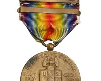 WWI Victory Medal with France Clasp and Ribbon Bar: US Military Award for World War I Service