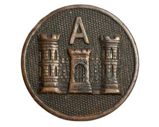 Authentic Late 19th Century US Army Corps of Engineers Company A Collar Disc Insignia - Post Civil War Spanish-American War Era Militaria - Antique Military Uniform