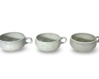 Russel Wright American Modern Granite Gray Ceramic Cups, Set of 3, Mid-Century Modern
