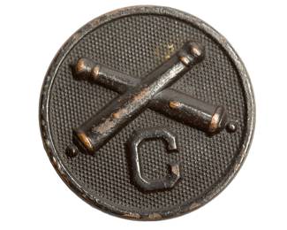 Authentic WWI US Army Artillery "C" Company Collar Disc - Crossed Cannons Insignia