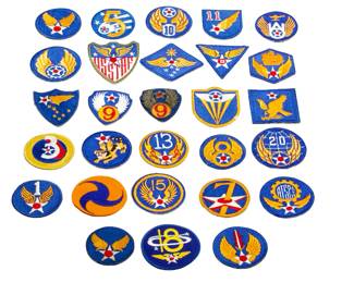 Superb WWII USAAF Patch Collection - 28 Original Numbered Air Force & Command Insignia