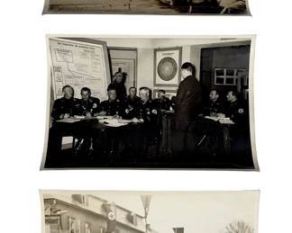 Original WWII German Photo Lot of 3 - Prussian Police Training, Public Appearance, and Political Rally - Weltbild G.m.b.H. Berlin Stamp