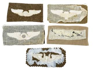 Original WWII USAAF Aircrew Wing Patch Lot (5) - Pilot, Bullion, Observer & Aerial Gunner