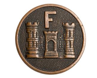 Authentic Late 19th Century US Army Corps of Engineers Company F Collar Disc Insignia - Post Civil War Spanish-American War Era Militaria - Antique Military Uniform