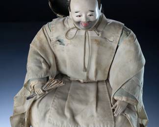 Antique Japanese Gofun Isho-ningyō Doll, Meiji/Taisho Period, Expressive Theater Figure