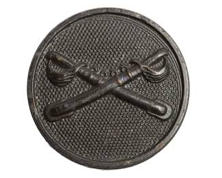 Authentic Late 19th Early 20th Century US Army Crossed Sabers Cavalry Branch Insignia - Spanish-American War Era Militaria - Antique Military Uniform Button