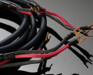 Pair of Vintage AudioQuest Indigo Speaker Cables - 8 Foot - Spade Connectors