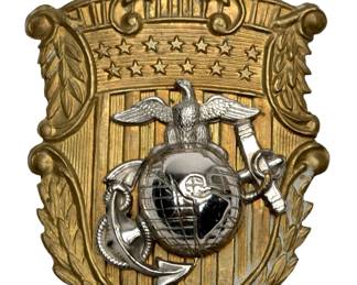 Vintage USMC Marine Corps Eagle Globe Anchor EGA Hat Helmet Insignia WWII Korean War Era Military Emblem Badge