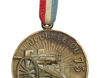 WWI French 75mm Field Gun Medal Journee du 75 1914-1915 Artillery Commemorative