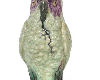 Antique Majolica Parrot Pitcher, Late 19th Century, Figural Bird Water Jug, Victorian Era