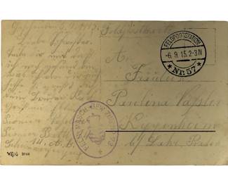 WWI German Postcard 1915 Feldpost - FELD-MASCHINENGEWEHR-ZUG 73 Unit Stamp & PIONEER Heavy Mortar Crewman - Iron Cross Patriotic Postcard to Baden