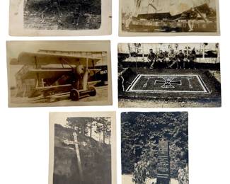 Rare WWI German Photo Lot of 6: Fokker D.VII, A7V Tank, Fallen Soldiers, & More