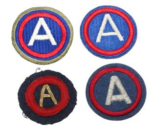 Lot of 4 Original WWII US First Army Patches - D-Day, Battle of the Bulge - US & British-Made