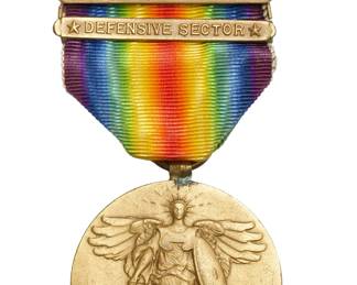 WWI Victory Medal with Somme Offensive and Defensive Sector Clasps - American Expeditionary Forces AEF