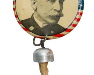 Rare 1898 Admiral Dewey Campaign Pin with "Lucky" Claw Charm - Spanish-American War Era Artifact