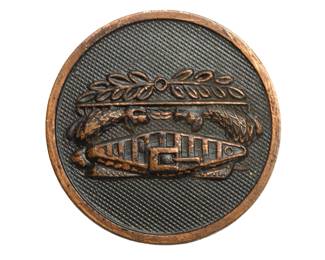 Original Interwar US Army Tank Unit Insignia | Mark VIII Liberty Tank & Wreath Collar Disk Pin | Rare Screw-Back Militaria | Early Armored Force History