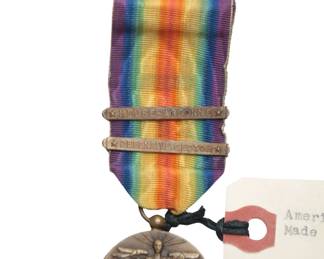 WWI American Victory Medal with Meuse-Argonne & Defensive Sector Battle Clasps, Made in France