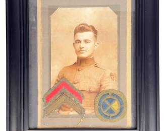WWI US Army Soldier Portrait with 82nd Division & Sergeant Chevrons Framed Memorabilia
