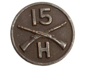 Original WWI US Army 15th Infantry Regiment Company H Collar Disc China Station Infantry Screw-Back