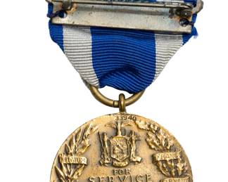 WWI New York State World War I Service Medal Numbered 33940 with Ribbon Bar