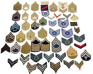 Huge Lot of 50+ WWI, WWII & Cold War US Military Rank Chevrons & Insignia - Army, Air Force, Navy