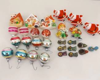 Lot of Vintage Blow Mold, etc. Christmas Ornaments
