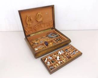 Jewelry Box of Higher End Designer Coro, Trifari, Eisenberg, etc. Costume Jewelry
