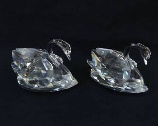 2 Larger 3" Swarovski Swan Figurines
