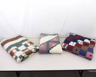 3 Hand Stitched Patchwork Lap etc. Quilts
