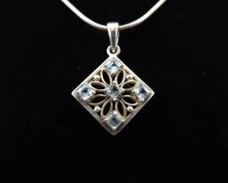 .925 Sterling Silver Topaz Pendant Necklace
