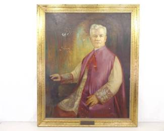 LARGE 49" 1932 Oil on Canvas of Monsignor J.C Byrne by Listed Artist Henry Carling
