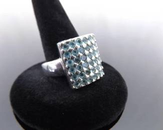 .925 Sterling Silver Topaz Cluster Ring Size 8

